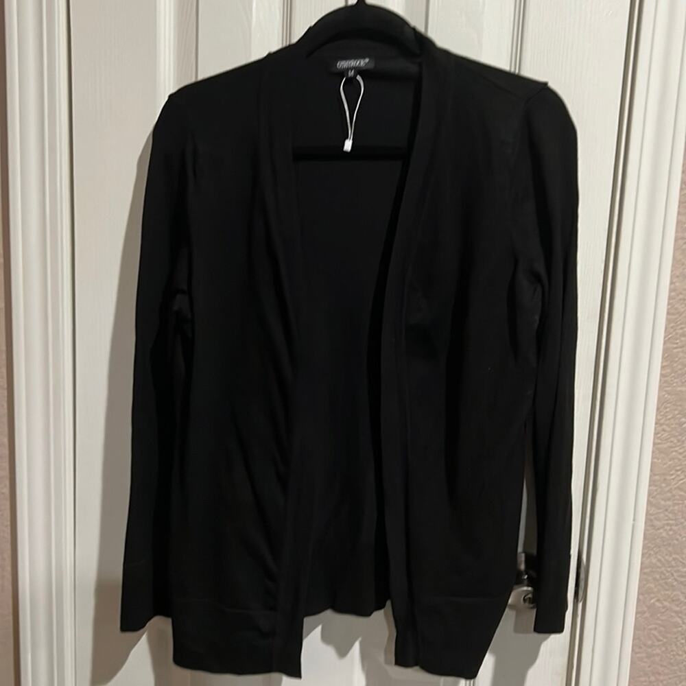 Open Front Lightweight Cardigan Sweater Sz Medium Black Othyroce - Picture 2 of 7